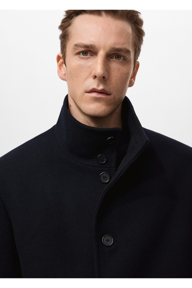 Dik yaka yün palto - 6