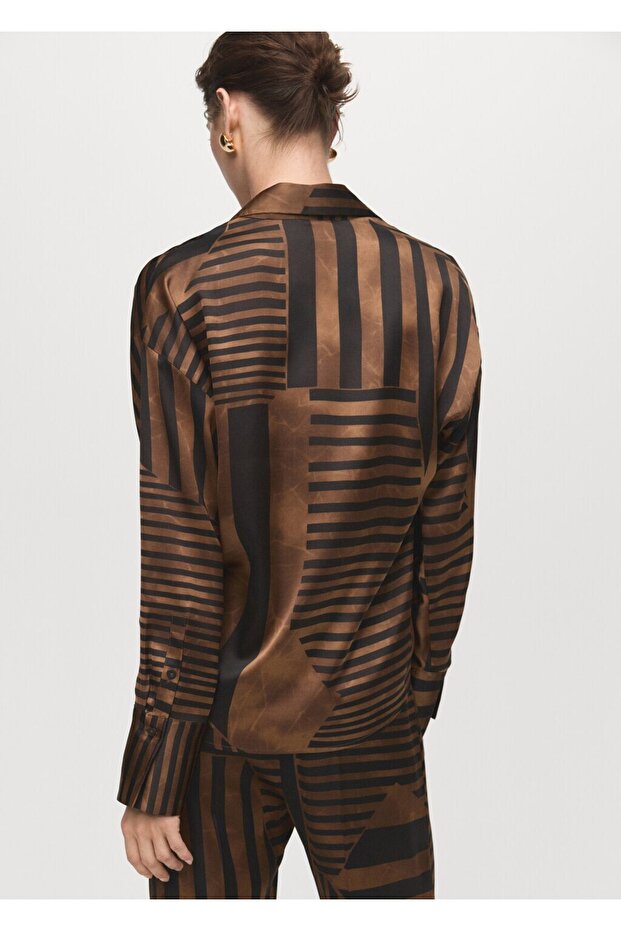 Çizgili saten gömlek - 4