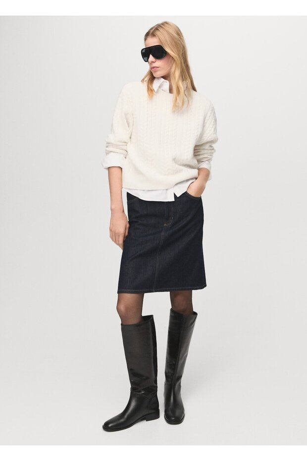 Örgü detaylı triko kazak - 2