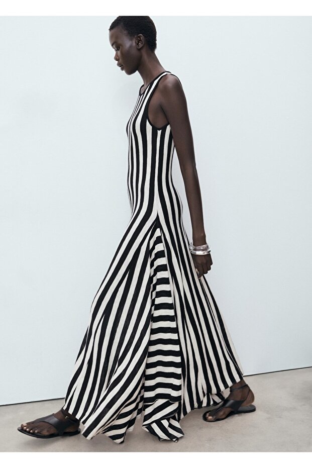 Eteği asimetrik triko elbise - 7