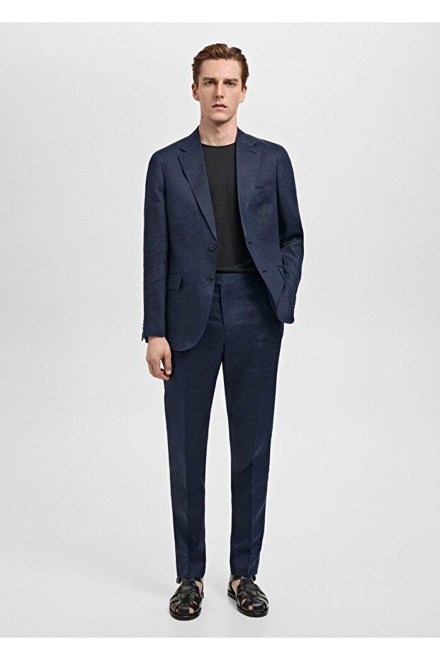 Amalfi %100 keten slim fit blazer ceketi - 2