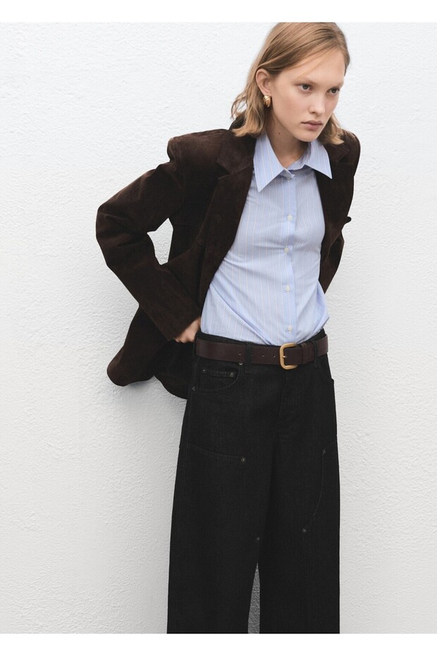 Barrel yamalı jean pantolon - 6