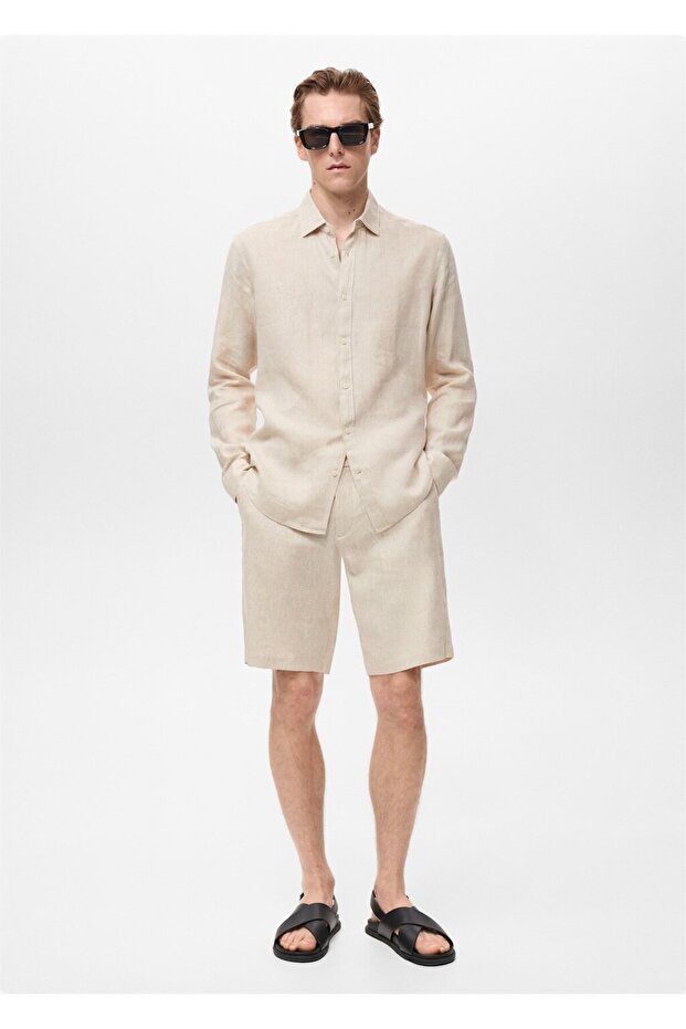 %100 keten regular fit gömlek - 2