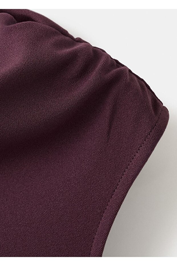 Asimetrik yaka midi elbise - 5