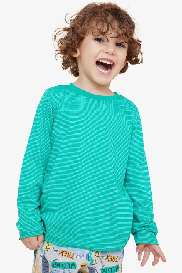 Girls & Boys Boy's Long Sleeve T-Shirt Striped 3-7 Years, Green