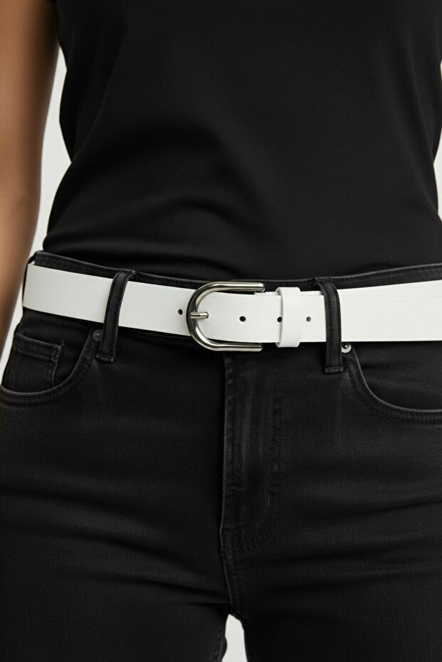 Kadın Beyaz Klasik Kemer - 1