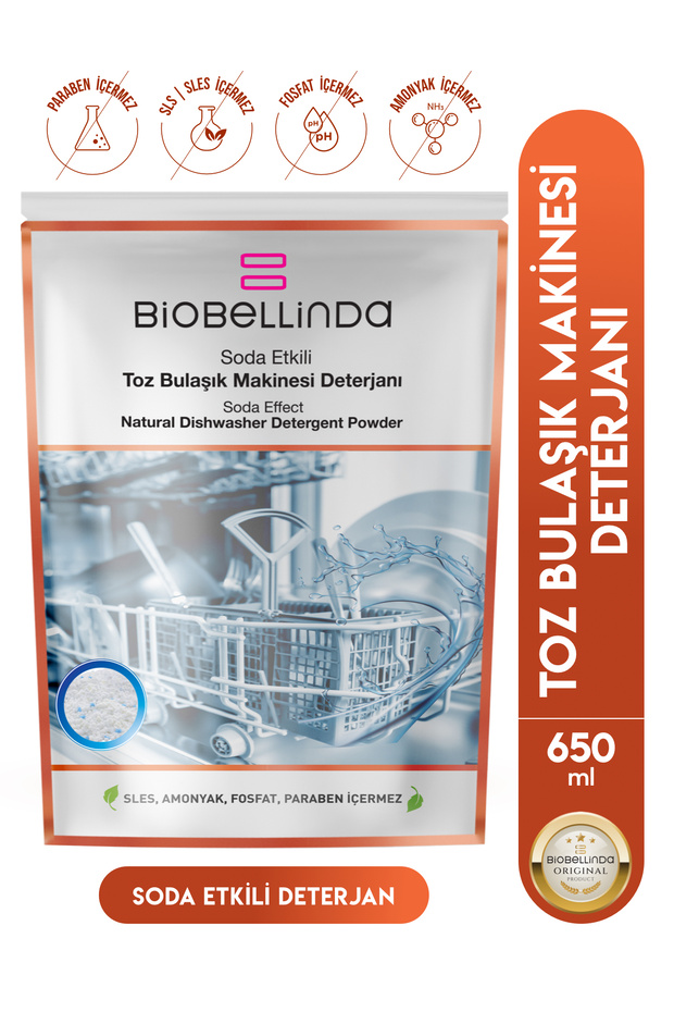 BioBellinda Doğal Soda Etkili Toz Bulaşık Makinesi Deterjanı 650 ml