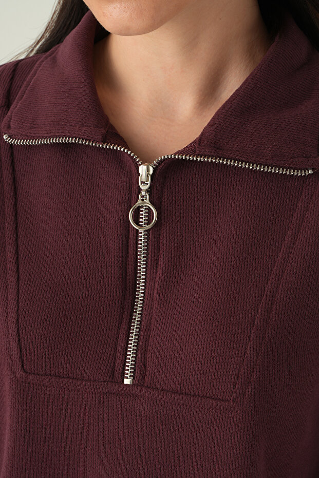 Pulover cu fermoar, prune 3065A - 4