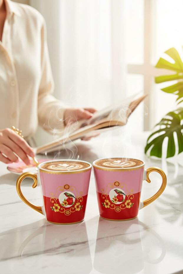 2 Li Soho Bird Pink Pomegranate Series Mug Set