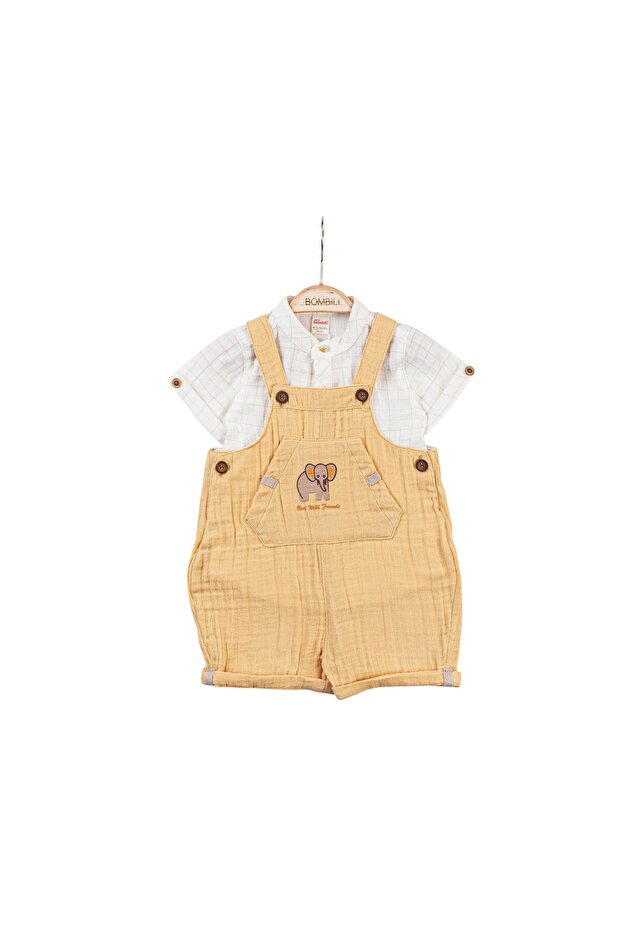 Elephant Embroidery – Boys’ 2-Piece Set - Yellow