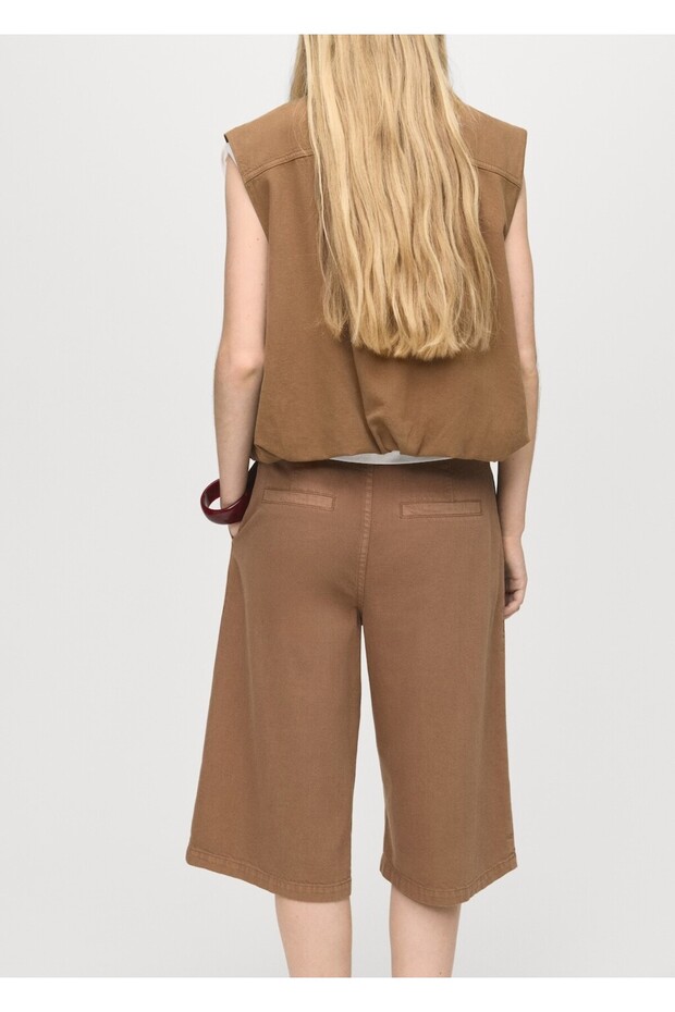 Kemerli denim bermuda jort - 4