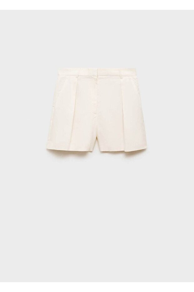 Keten karışımı bermuda şort - 3