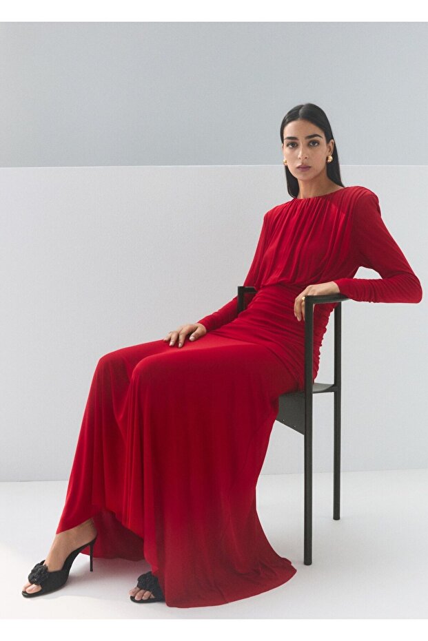 Drape evaze elbise - 6