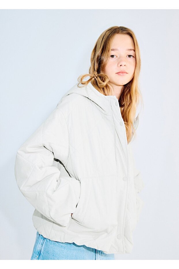 Kapüşonlu kapitone anorak - 1