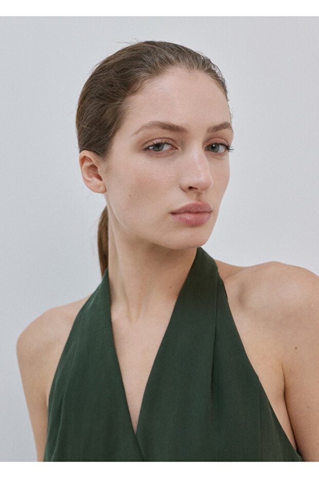 Halter yaka kemerli tulum - 7