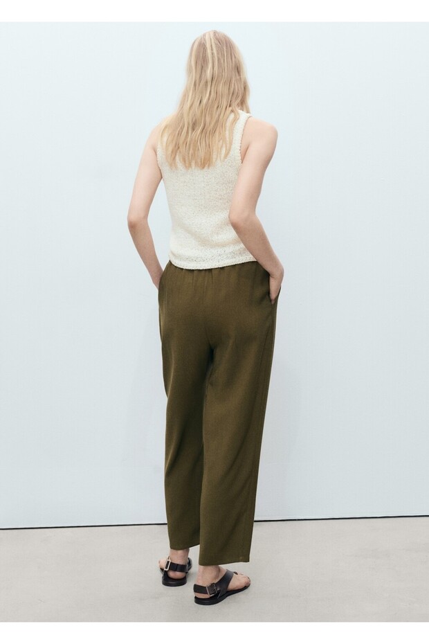 Bağcıklı dökümlü pantolon - 4