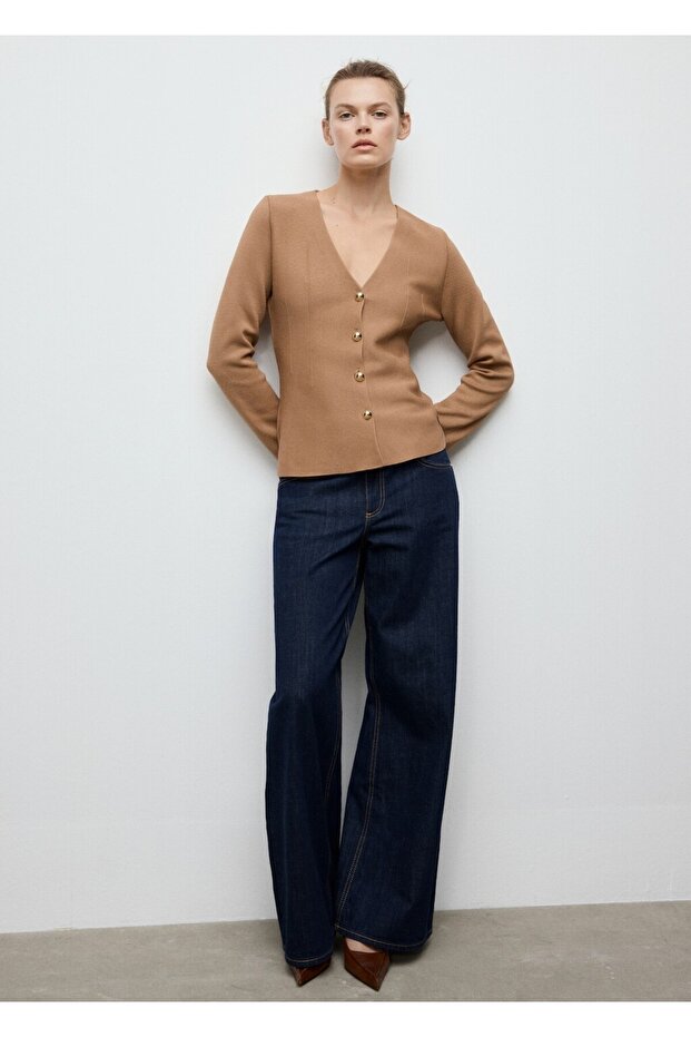 Düğmeli dar kesim triko ceket - 2