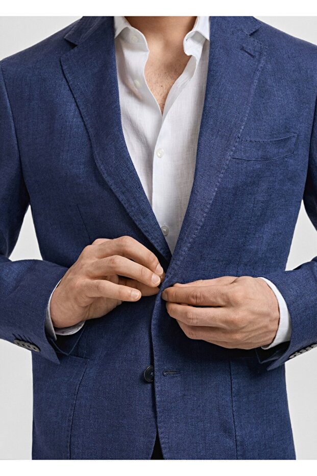 %100 keten slim fit Salerno blazer ceket - 8