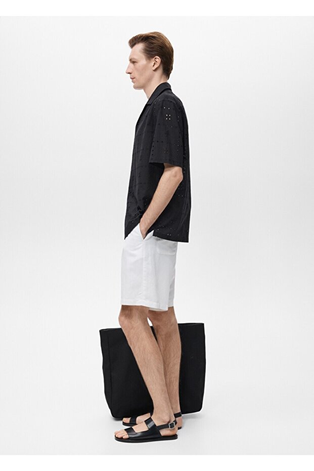 Delikli işlemeli gömlek - 7