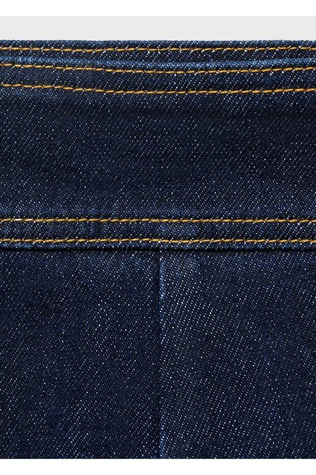 Yüksek bel cepli denim şort - 5