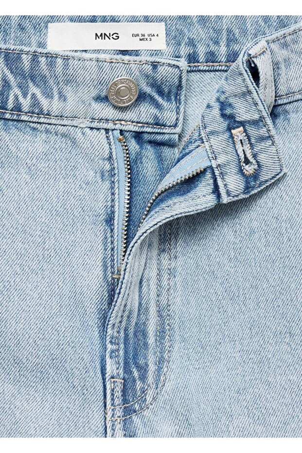 Düz denim Bermuda şort - 8