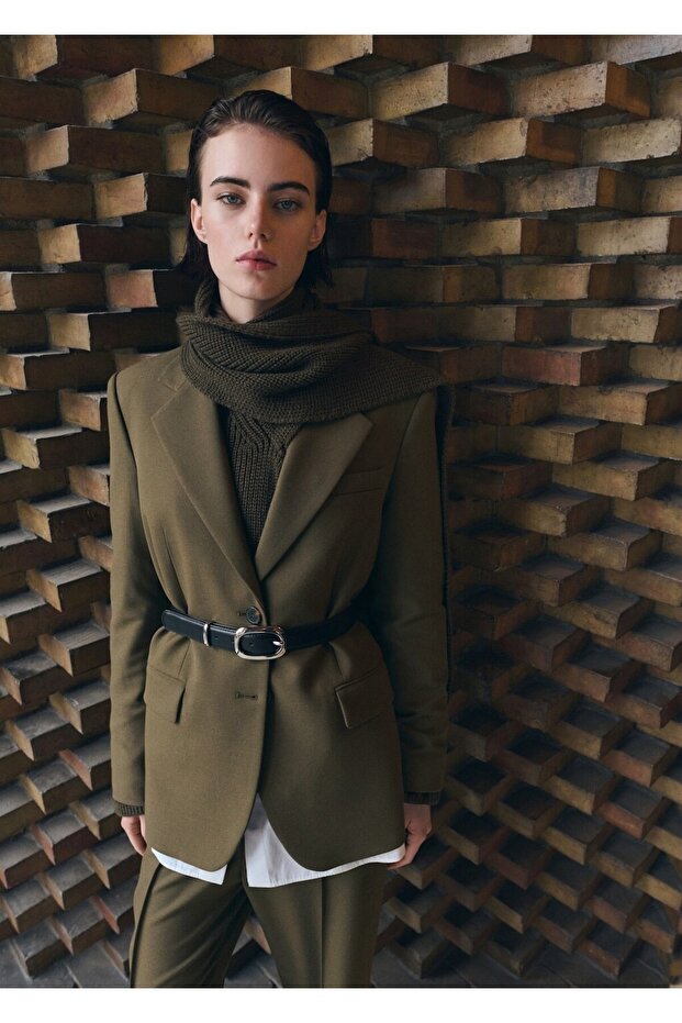 Çift düğmeli kumaş blazer ceket - 1