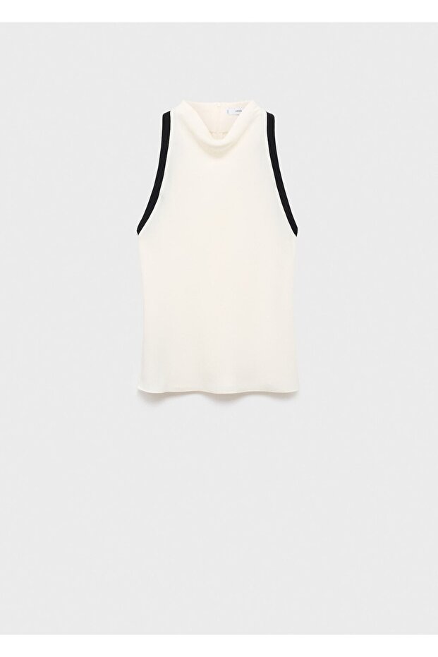 Drape yaka kontrast detaylı bluz - 3