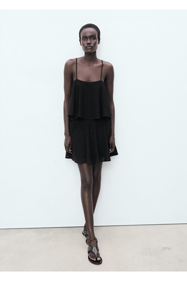 Volanlı triko elbise - 2