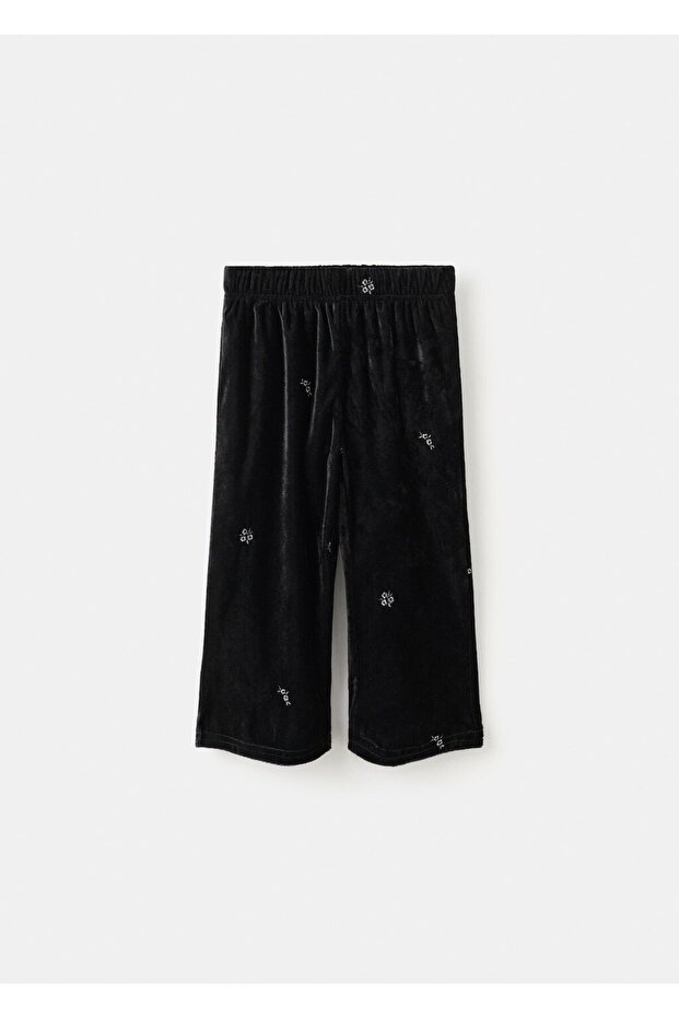 İşlemeli kadife pantolon - 2