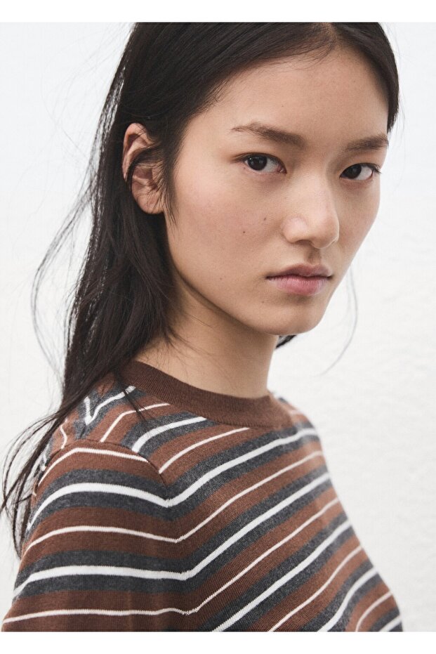 Çizgili triko kazak - 6