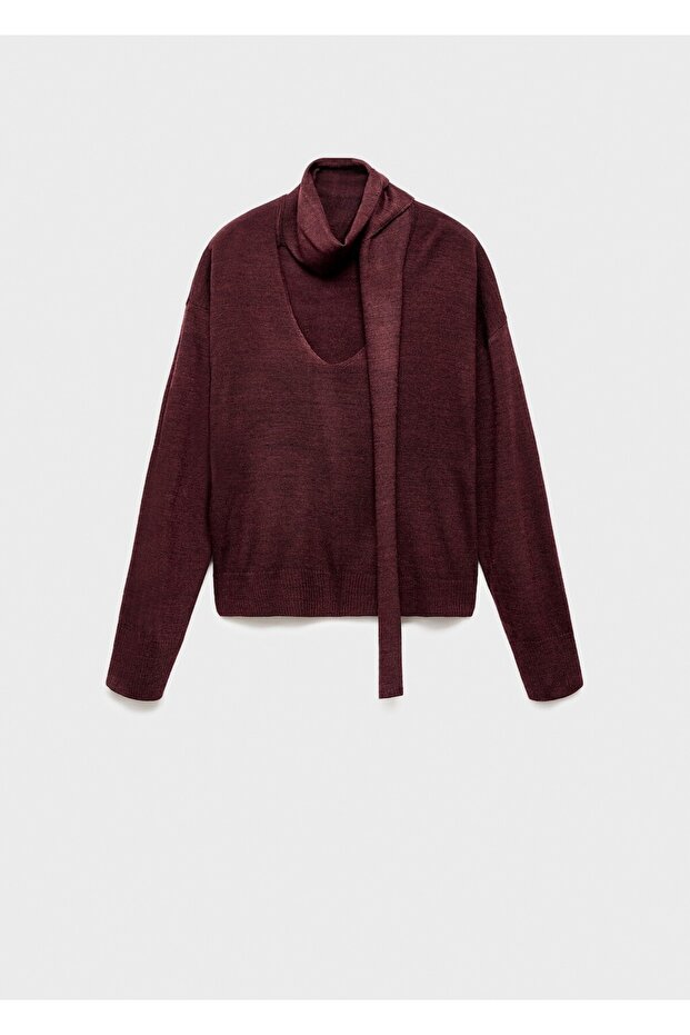 Fularlı V yaka kazak - 3