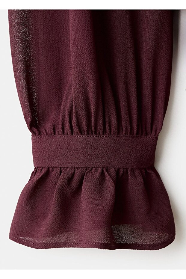 Volanlı fularlı bluz - 5