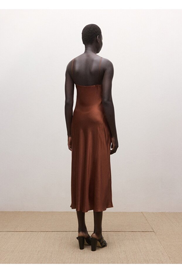 Saten ipek karışımlı elbise - 4