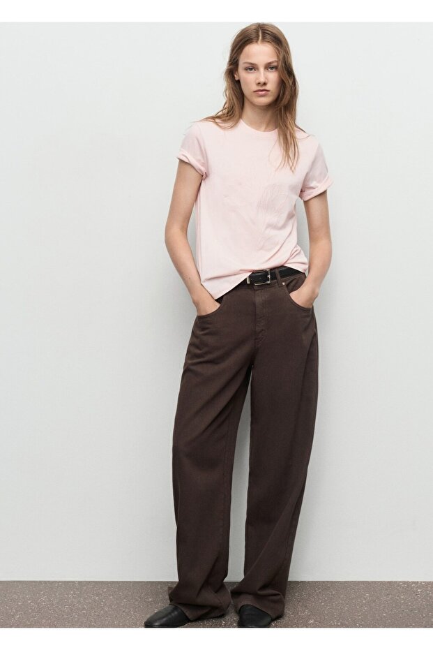 Çiçek işlemeli pamuk tişört - 2