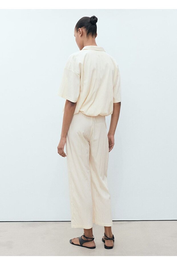 Kısa paçalı dokuma pantolon - 4