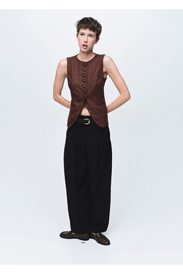 Yün karışımlı düğmeli yelek - 2