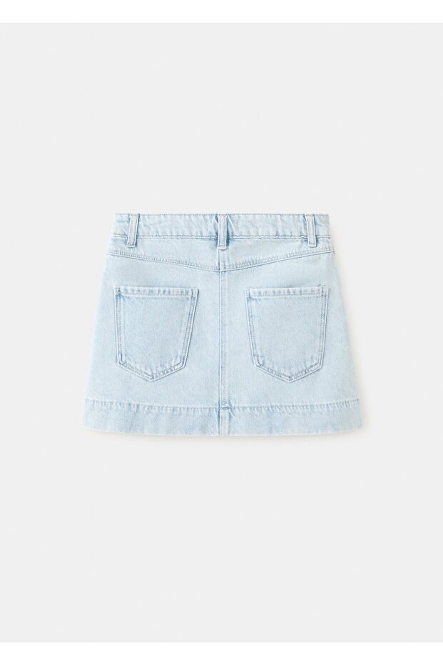 Pamuklu denim etek - 3