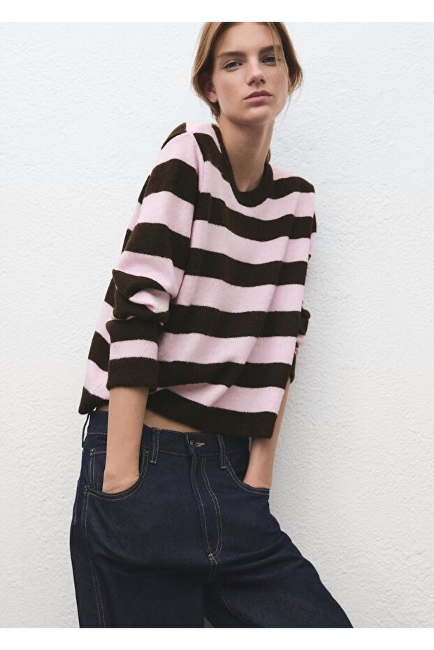 Çizgili triko kazak - 1