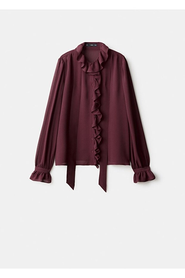 Volanlı fularlı bluz - 3