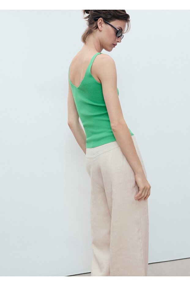 V yaka triko bluz - 4