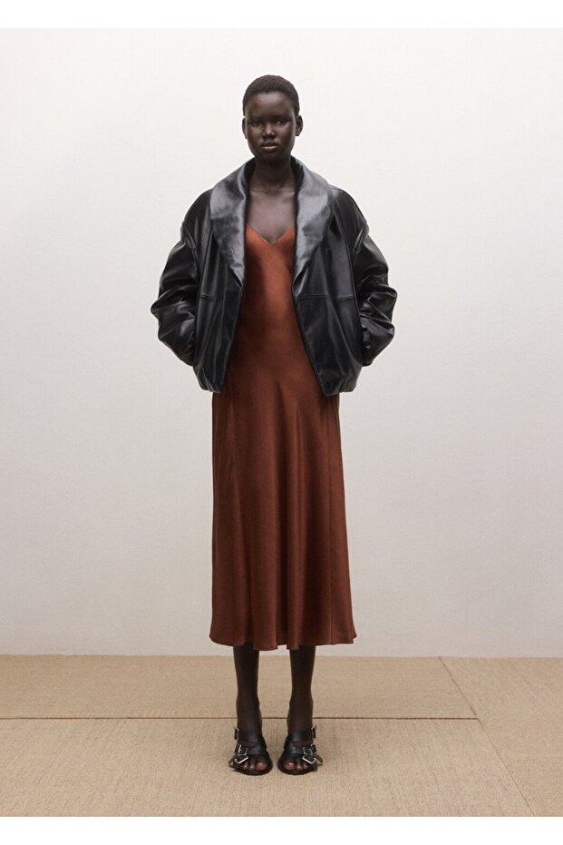 Saten ipek karışımlı elbise - 2