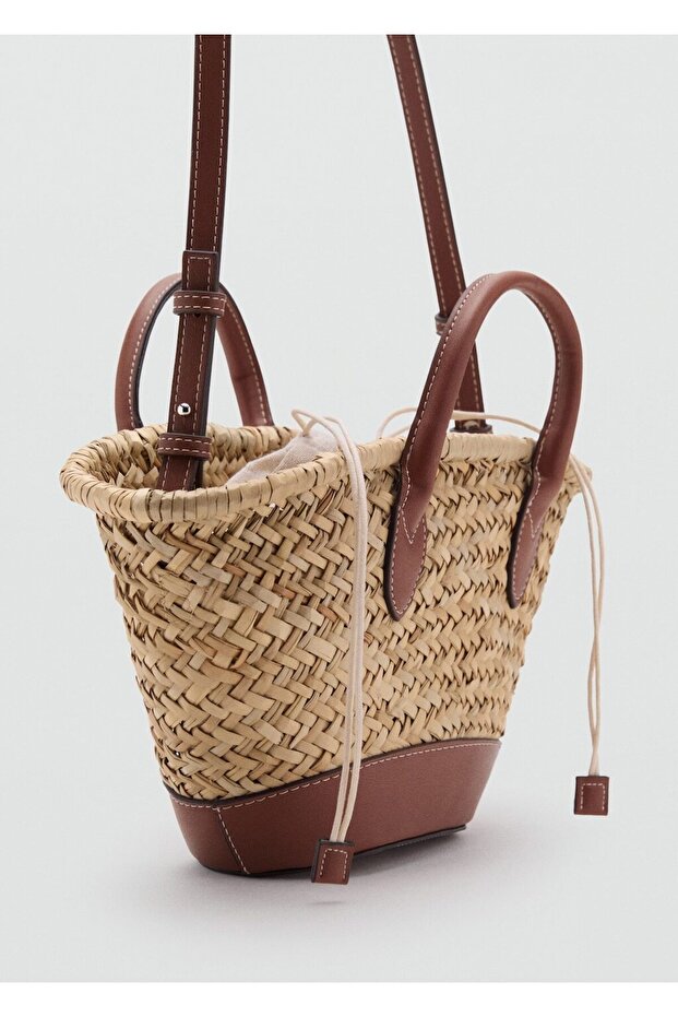 Küçük boy doğal elyaf hasır çanta - 1