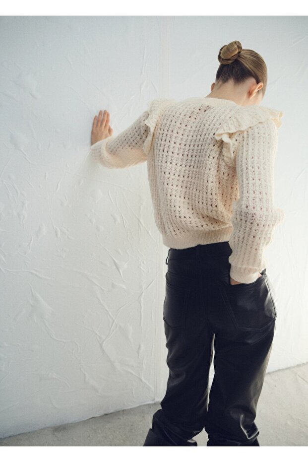 Ajur örgü volanlı kazak - 4