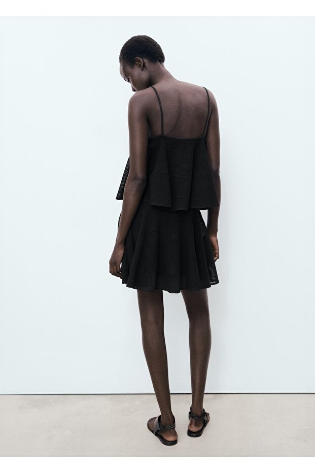 Volanlı triko elbise - 4