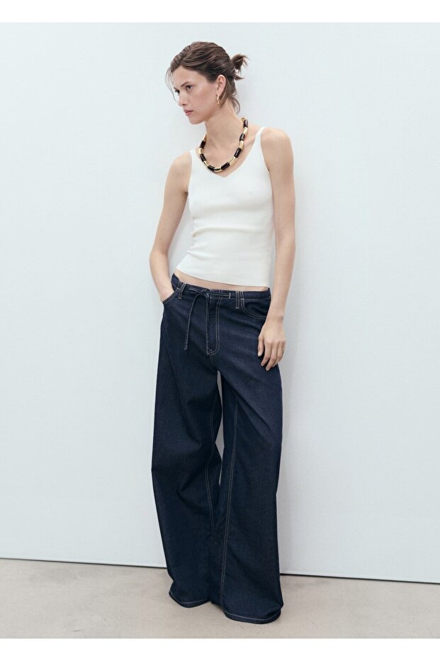 V yaka triko bluz - 2