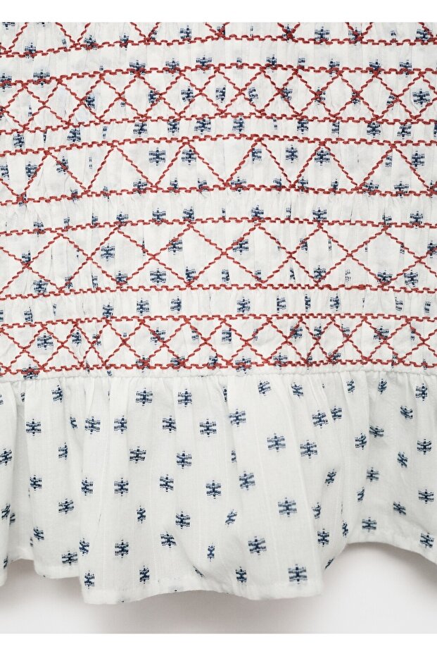 İşlemeli desenli bluz - 5