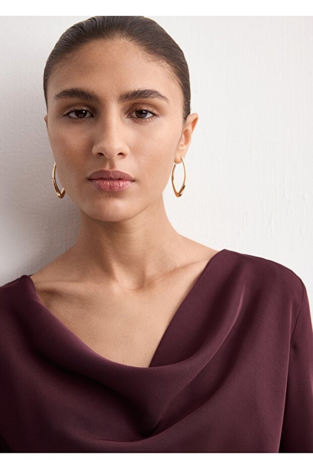 Yakası drapeli elbise - 6