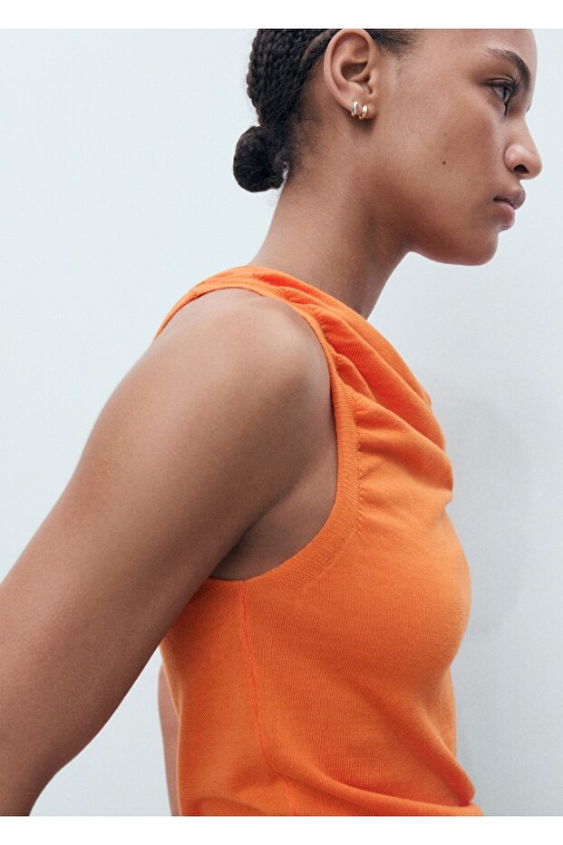 Drape detaylı triko üst - 6