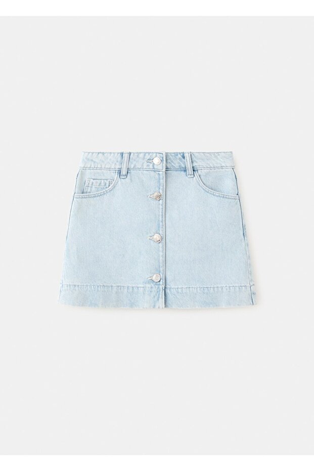 Pamuklu denim etek - 2