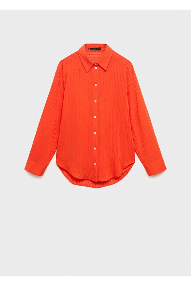 Kırışık görünümlü oversize gömlek - 3